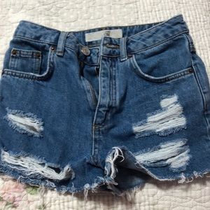 Topshop ripped jean shorts size 4